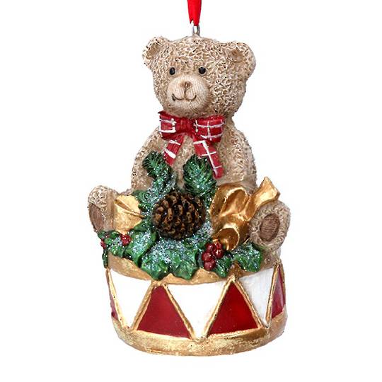Resin Teddy on Drum 9cm